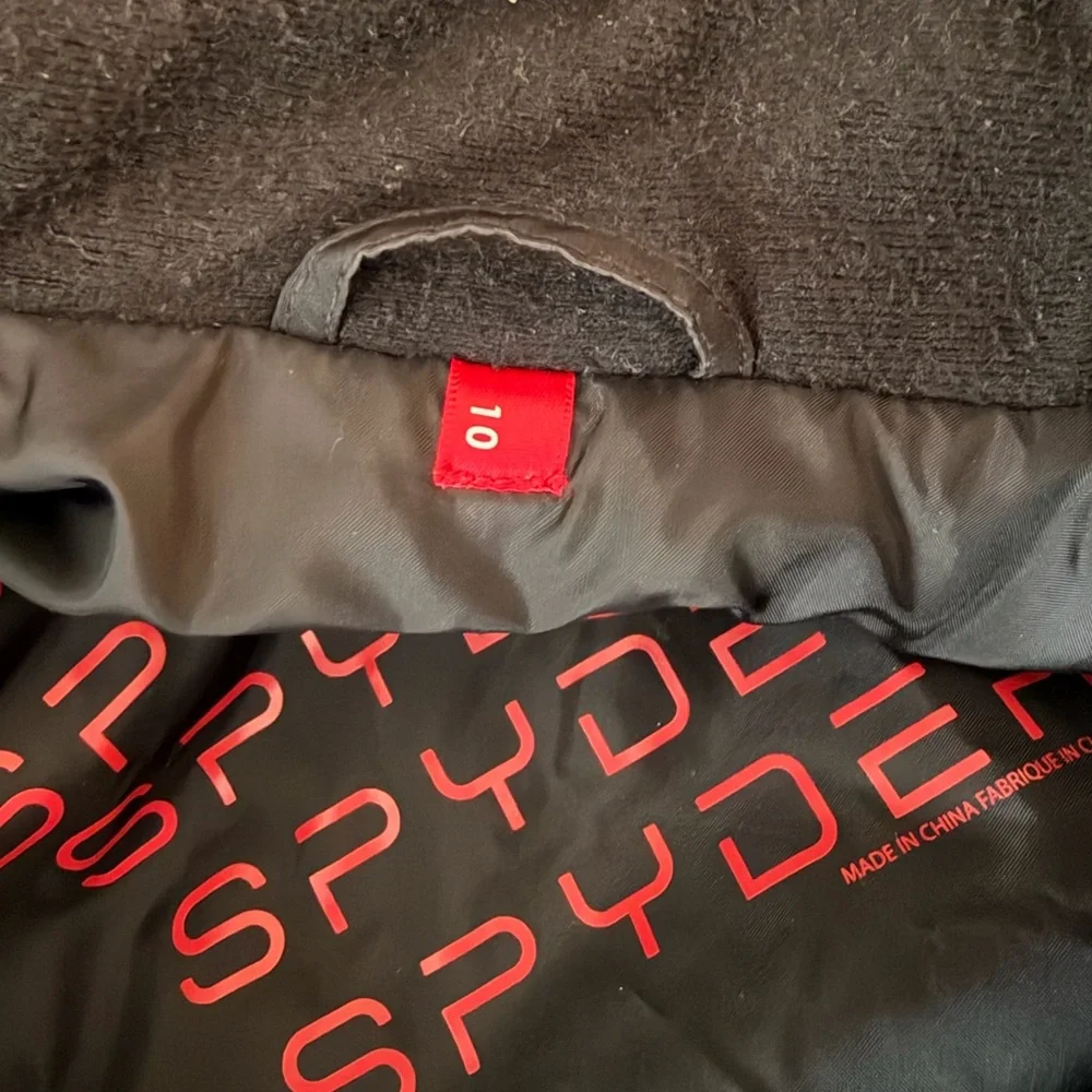 Spyder Red and Black Colorblock Kids Snow and Ski Insulated Hooded Coat